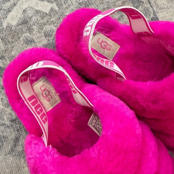 Ugg Fluff Yeah Slide Slippers Open Toe Sandals Cozy Lounge Casual Pink Size 4 - Picture 7 of 8